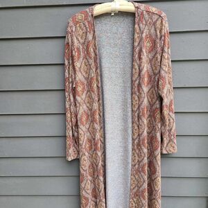 Maurices Brown Rust Tan Open Front Midi Sweater size XL BOHO